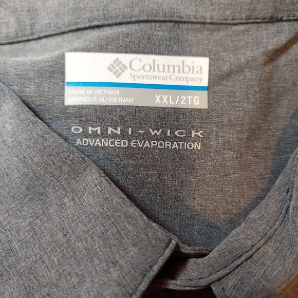 Columbia men's XXL grey button down shirt providing advanced evaporative cooling - Picture 9 of 9